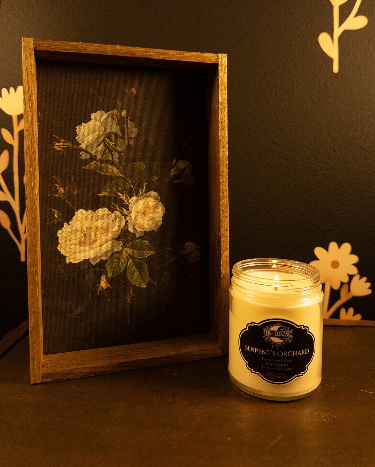 Petals in Shadow – 6x10" Framed Canvas Art